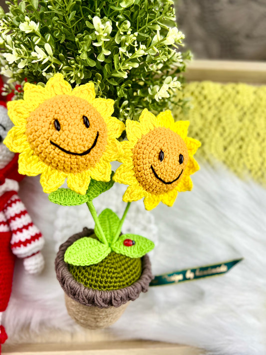 Crochet Sunflower Pots